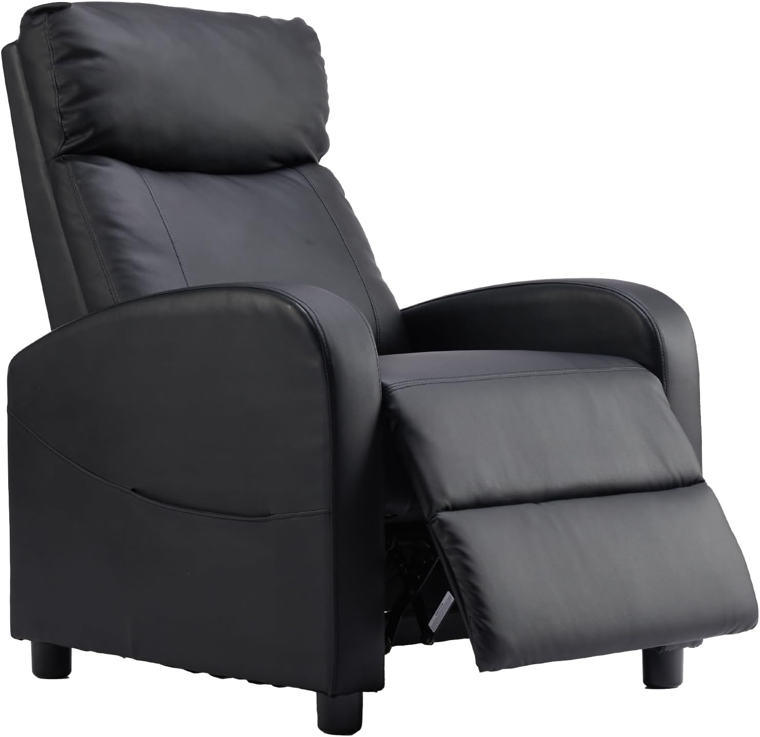 Comfortable Recliner Chair with Lumbar Support for Home Theater, Black Fabric