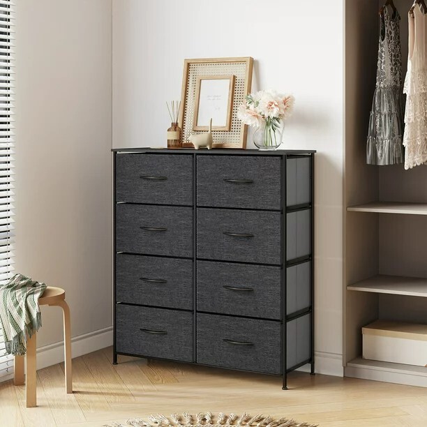 Dresser 8 Drawers Bedside Chest Fabric Organizer Bin High Storage Tower YITAHOME