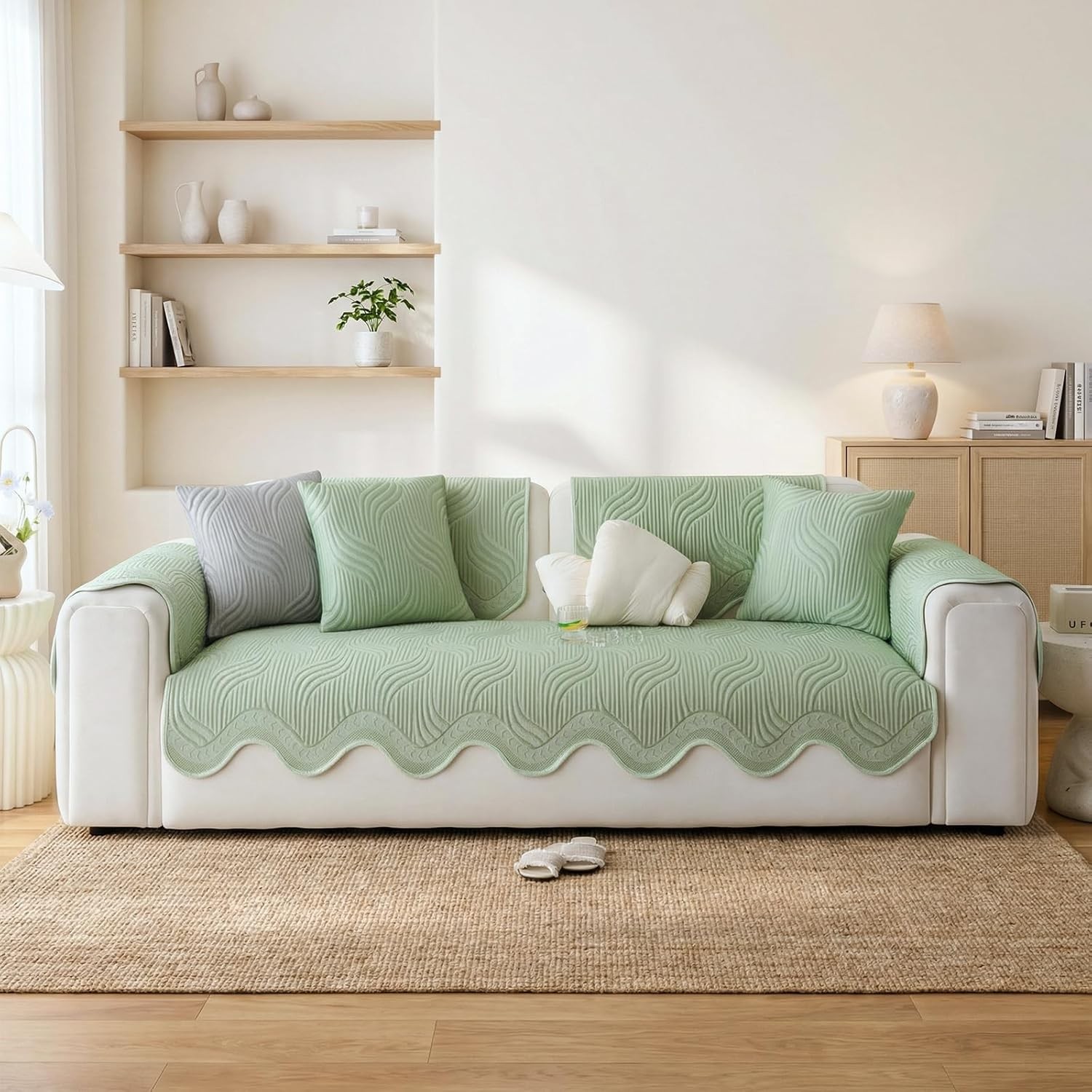 Ice Silk Sofa Cover Non-Slip L Shape Sofa Slipcover for 1/2/3 Seater Pet Bed Mat