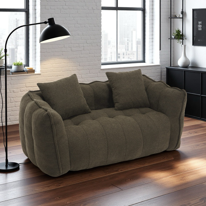 2-Person High-Resilience Foam Beanbag Chair. Cozy Square Reclining Sofa for Gami