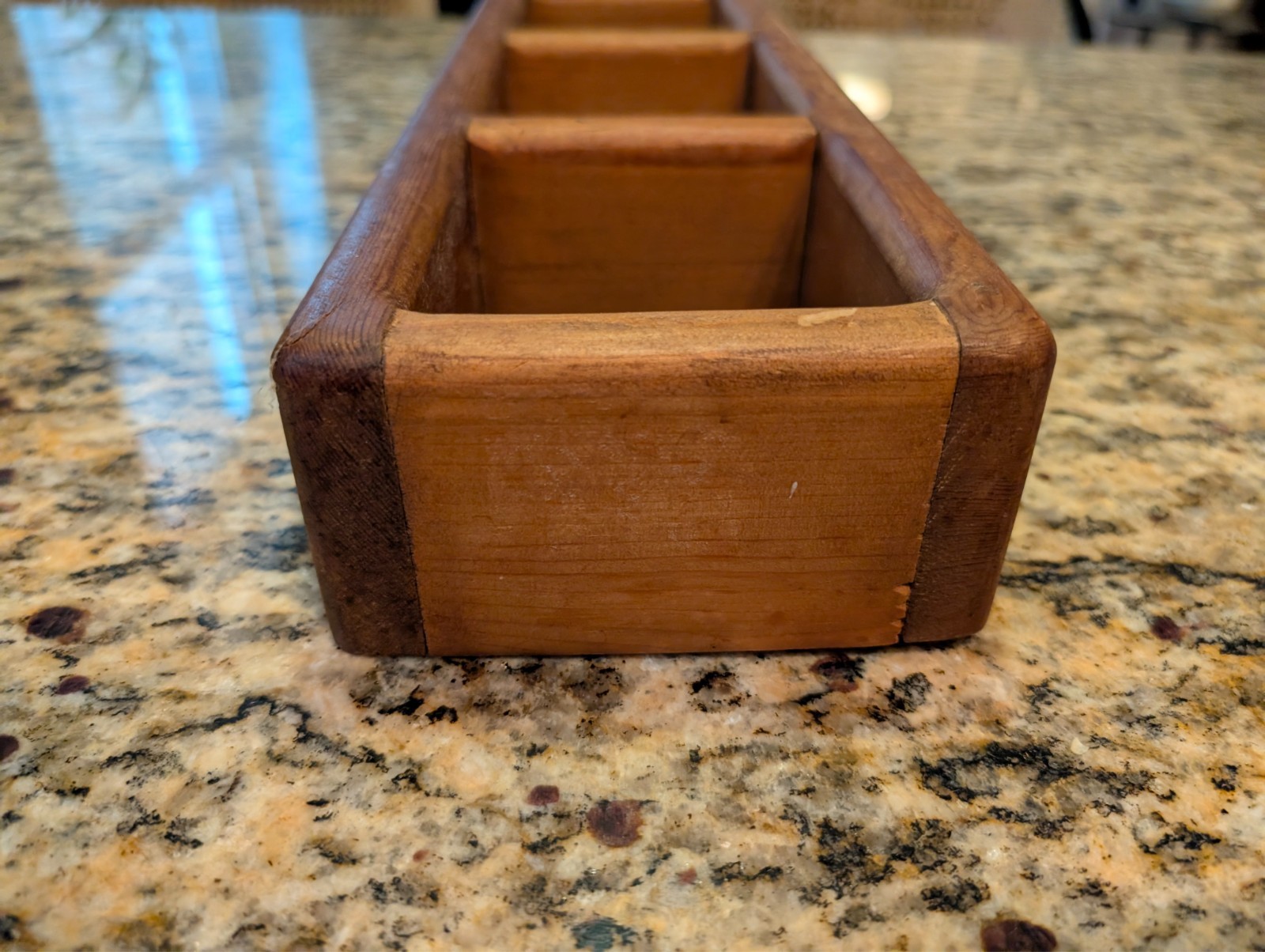 Handmade Rustic Wooden Wall Cubby Shelf Trinket Display 3 Compartments 15″