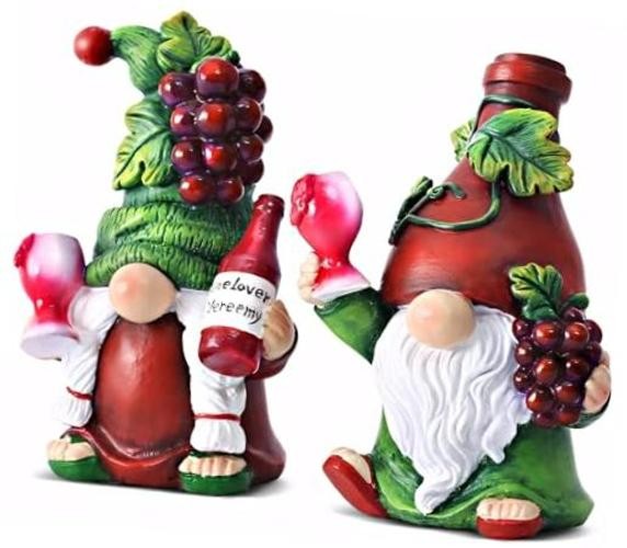 2PCS Wine Gnomes Figurines for Couple Home Party Wine Bar Decor Gnome Gifts