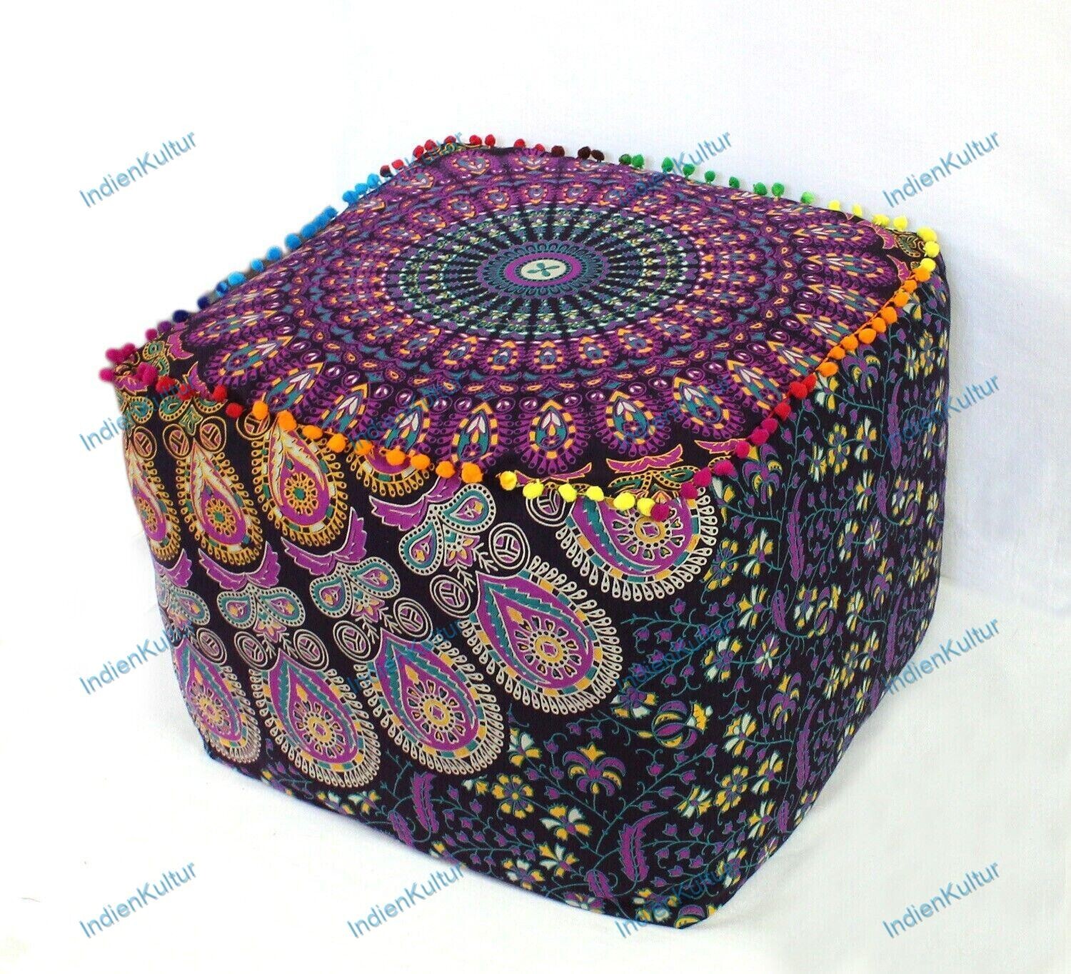 New Mandala Pouf Cover Any Room Ottoman FootStool Decorative Boho Bean Bag