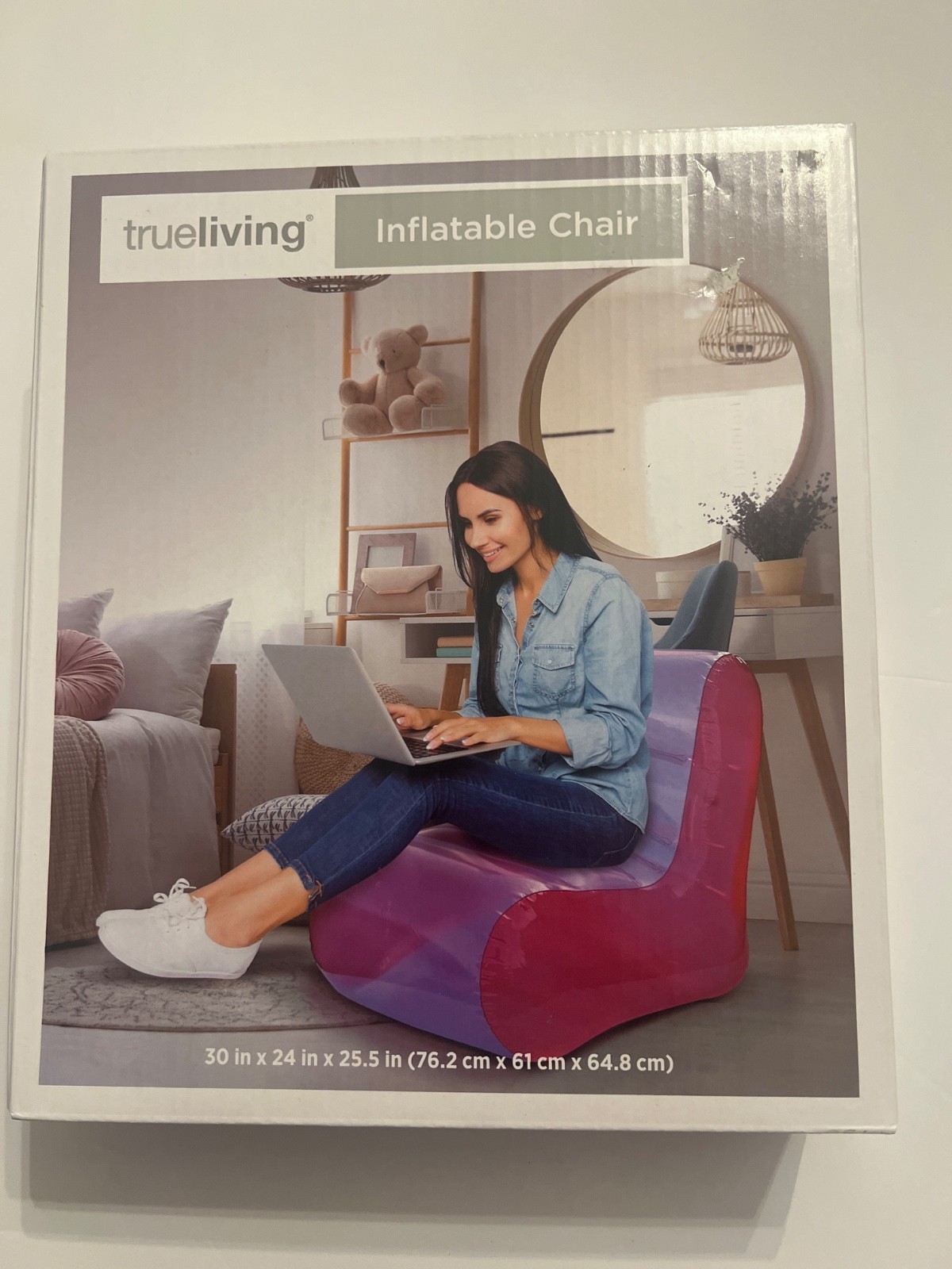 True Living Inflatable Chair Pink 30″X24″X25.5″