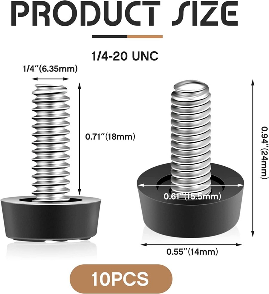 10X 1/4-20 UNC Thread Adjustable Furniture Foot Legs Levelers Glide Screw N857