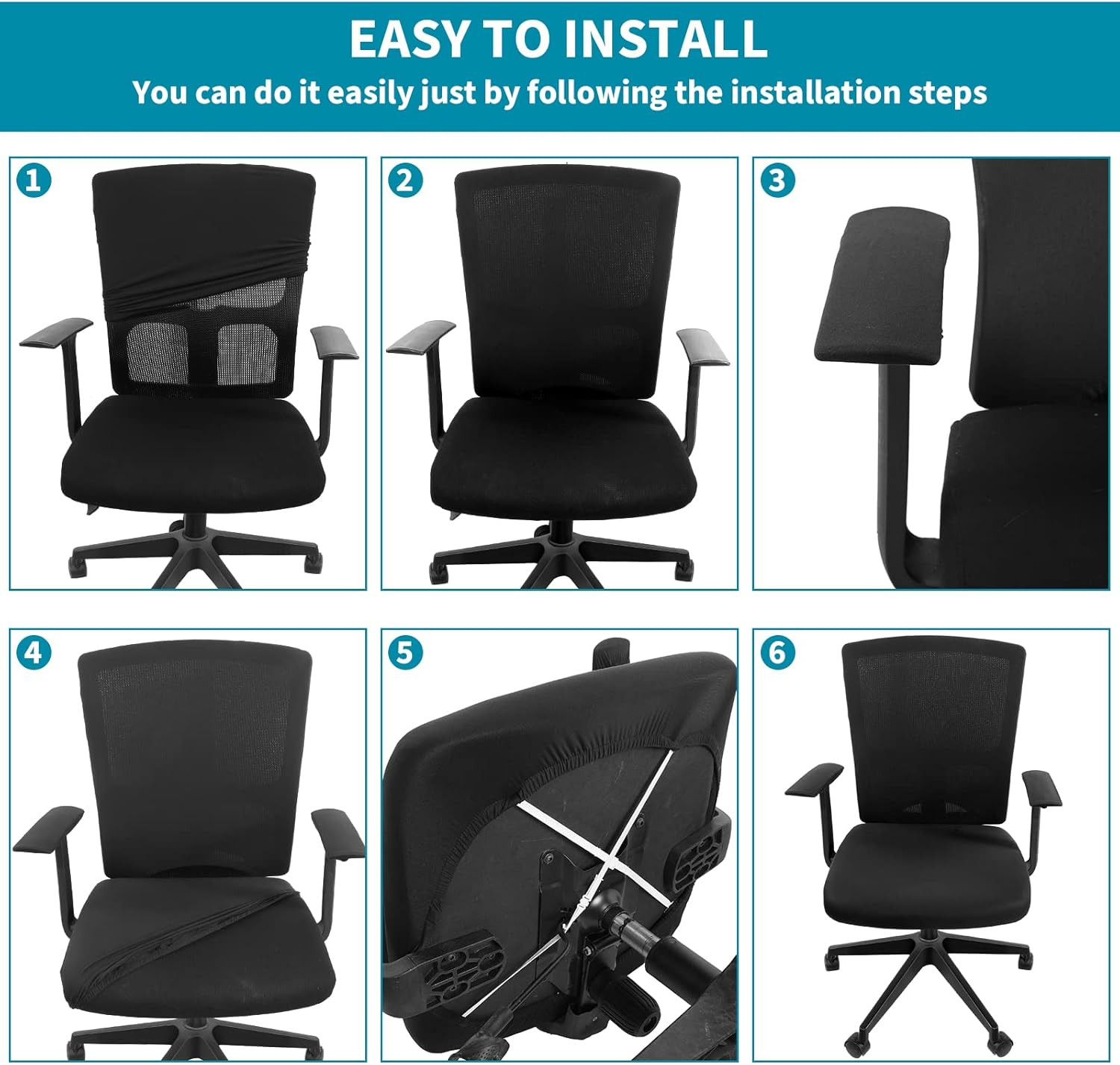 Computer Chair Cover Office Seat Cover with Armrest and Backrest, Stretchable De