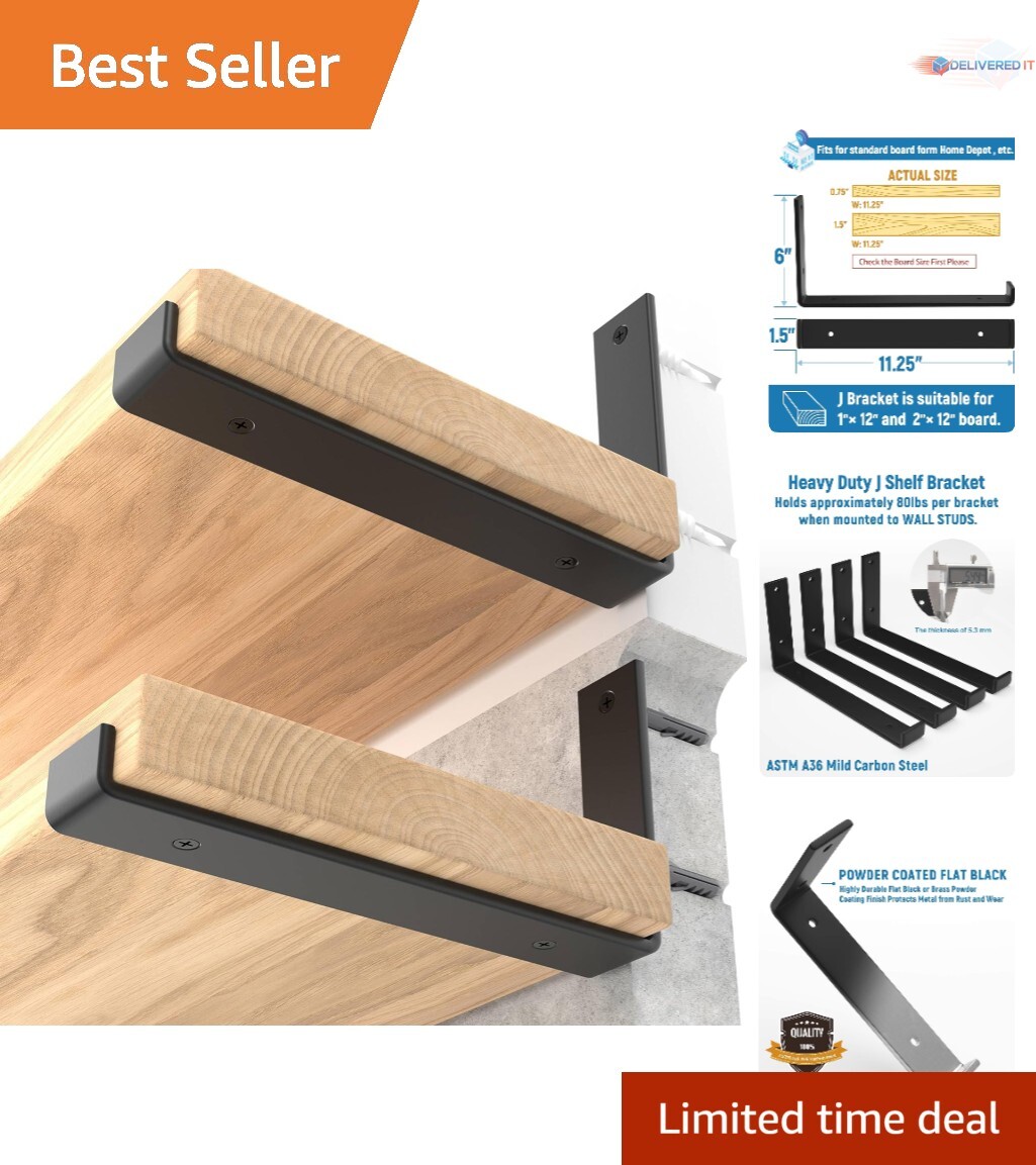 12 Inch Steel Shelf Brackets 8 Pack Heavy Duty Wall Mount for DIY Floating Sh…
