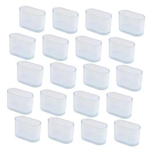 Oval Chair Leg Caps Clear Furniture Feet Cover Soft PVC,-20pcs | 1.34″ x 0.63″