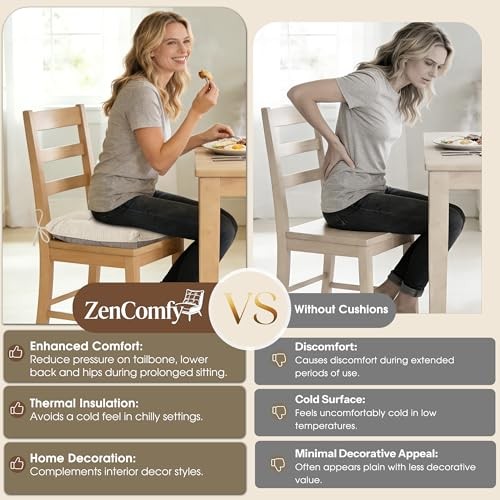 Chair Cushions for Dining Chairs Set of 18″X16.5″X3″ | Anti-Slip, with 2 Cream