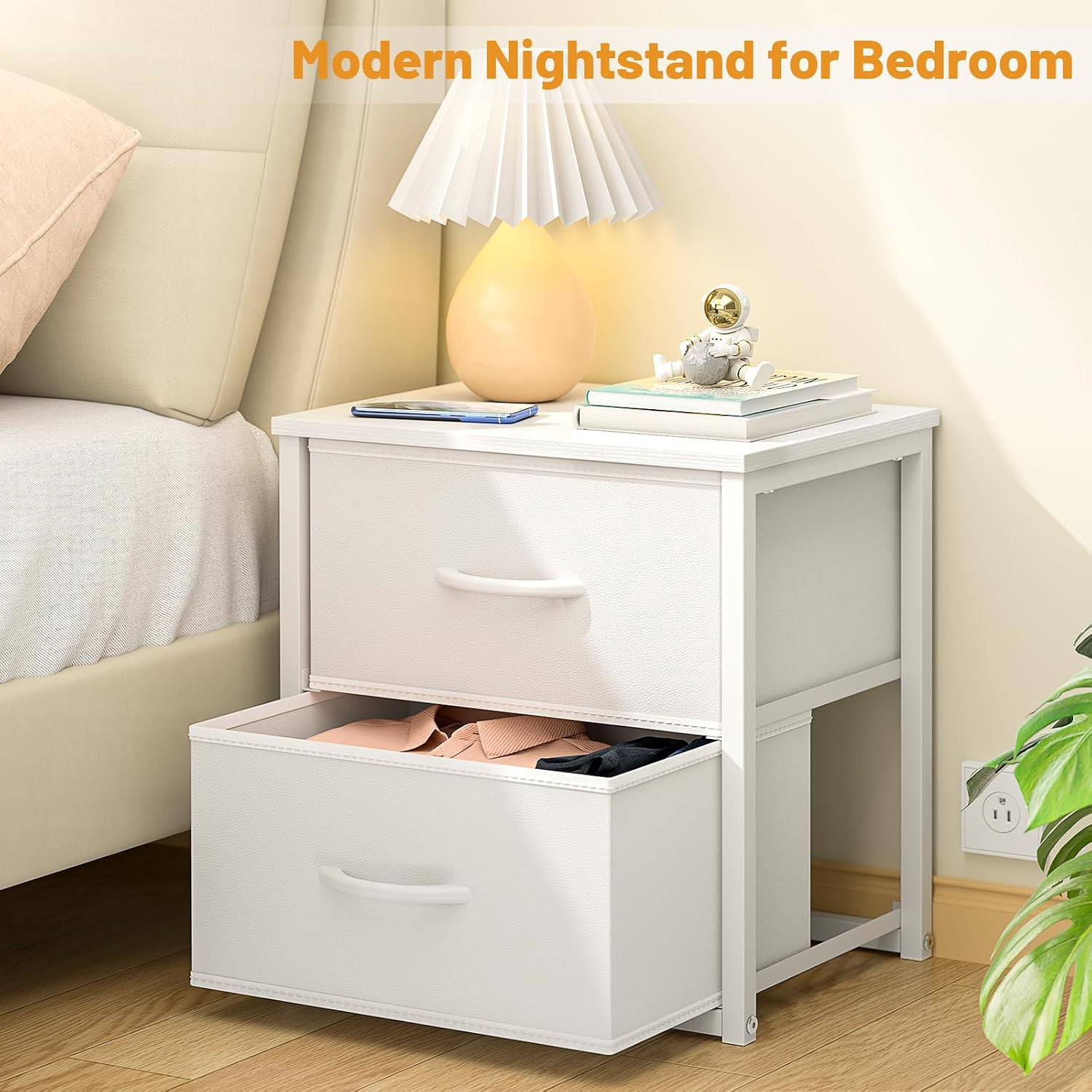 2-Pack Stackable Storage Drawers (4 Drawers Total), White Closet Organizer