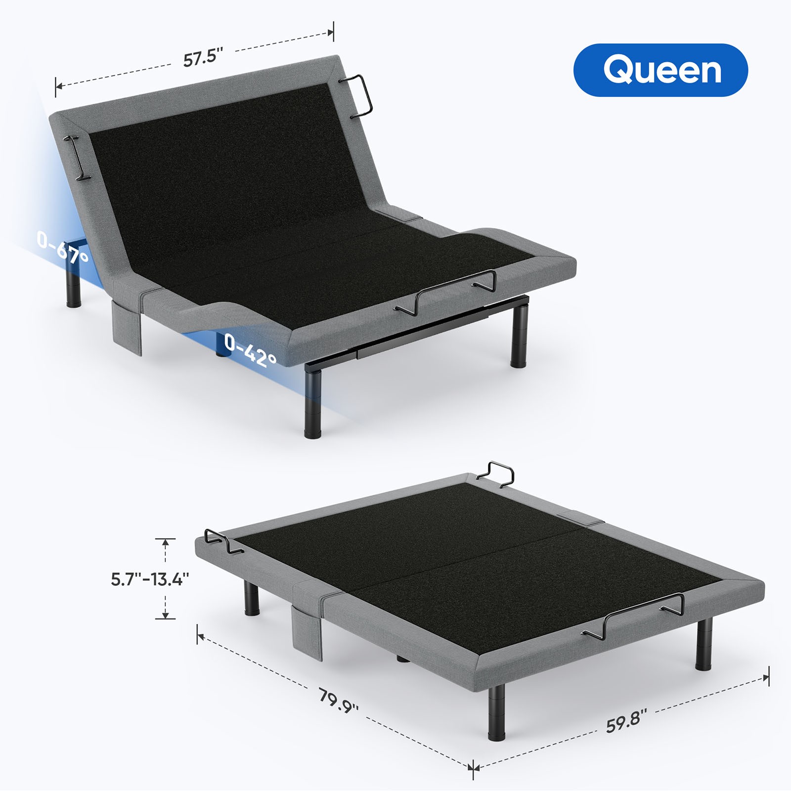Adjustable Bed Frame Wireless Remote Electric Massage Full Queen King TXL Size