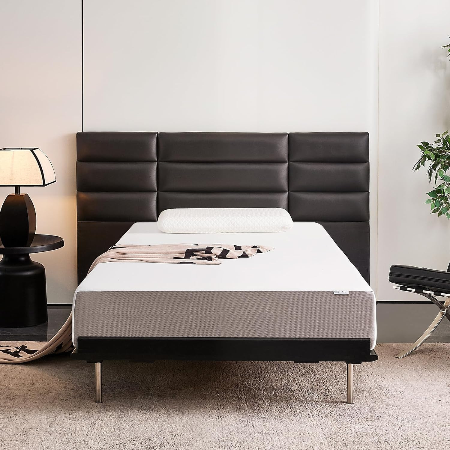 Memory Foam Mattress, Soft Plush Feel, Breathable, 12 Inch, Queen, White/Grey