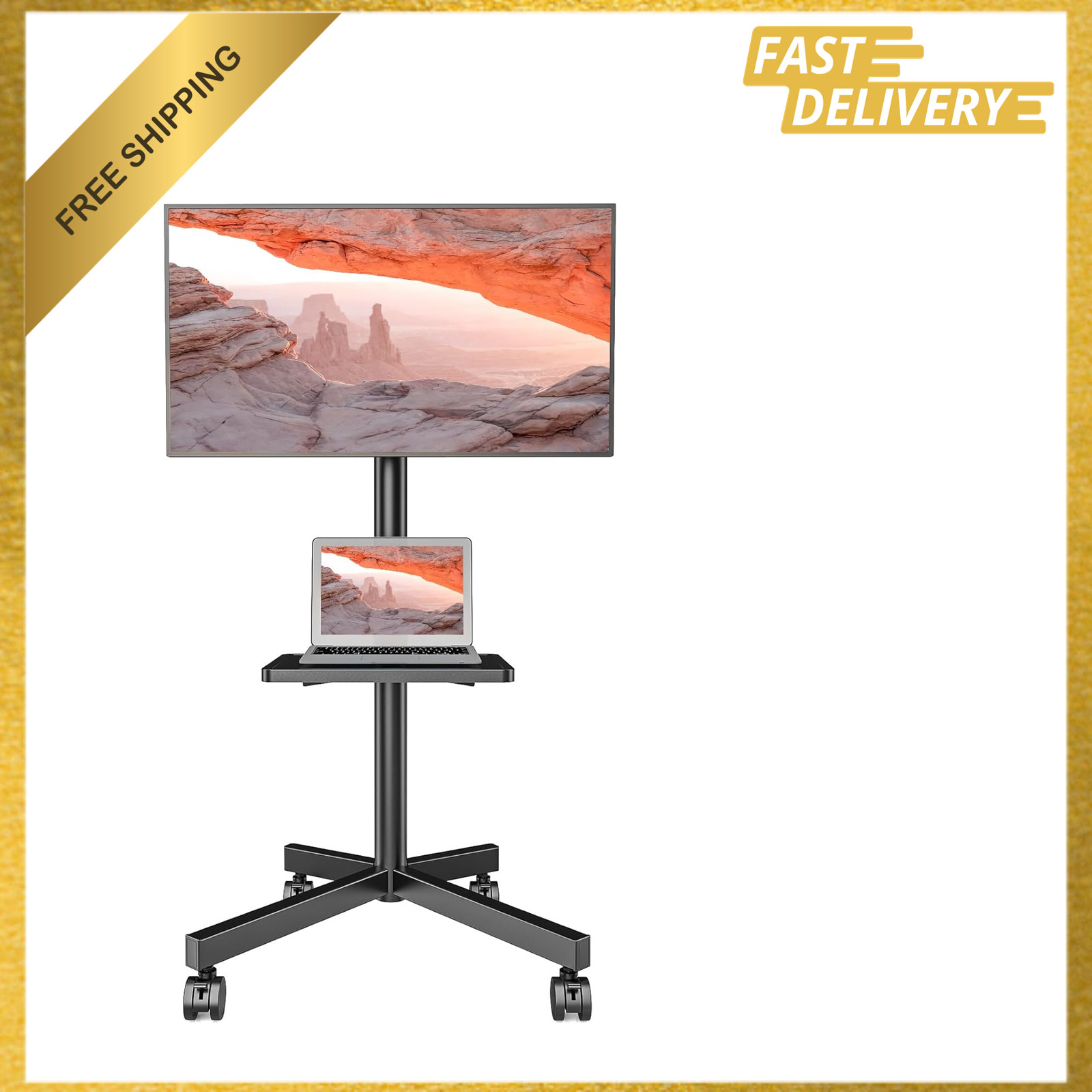 Mobile TV Stand for 23-60 Inch LCD LED Curved Flat Panel Screens, VESA