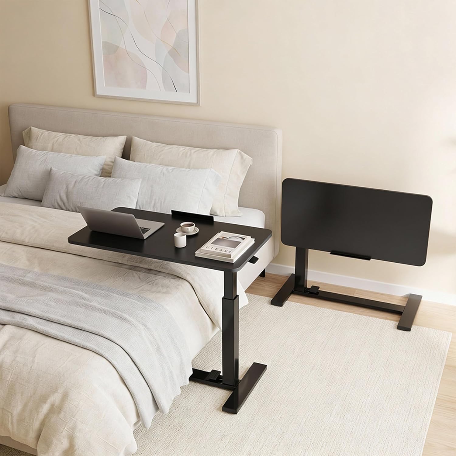 Foldable Mobile Standing Desk Rolling Laptop Desk with 180° Tiltable Tabletop