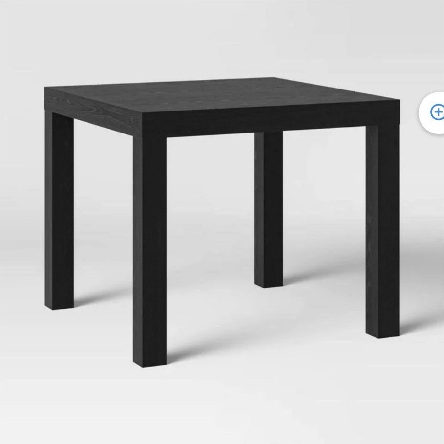 Room Essentials Black Square End Table Wood Matte Finish 17.7 x 17.7 in