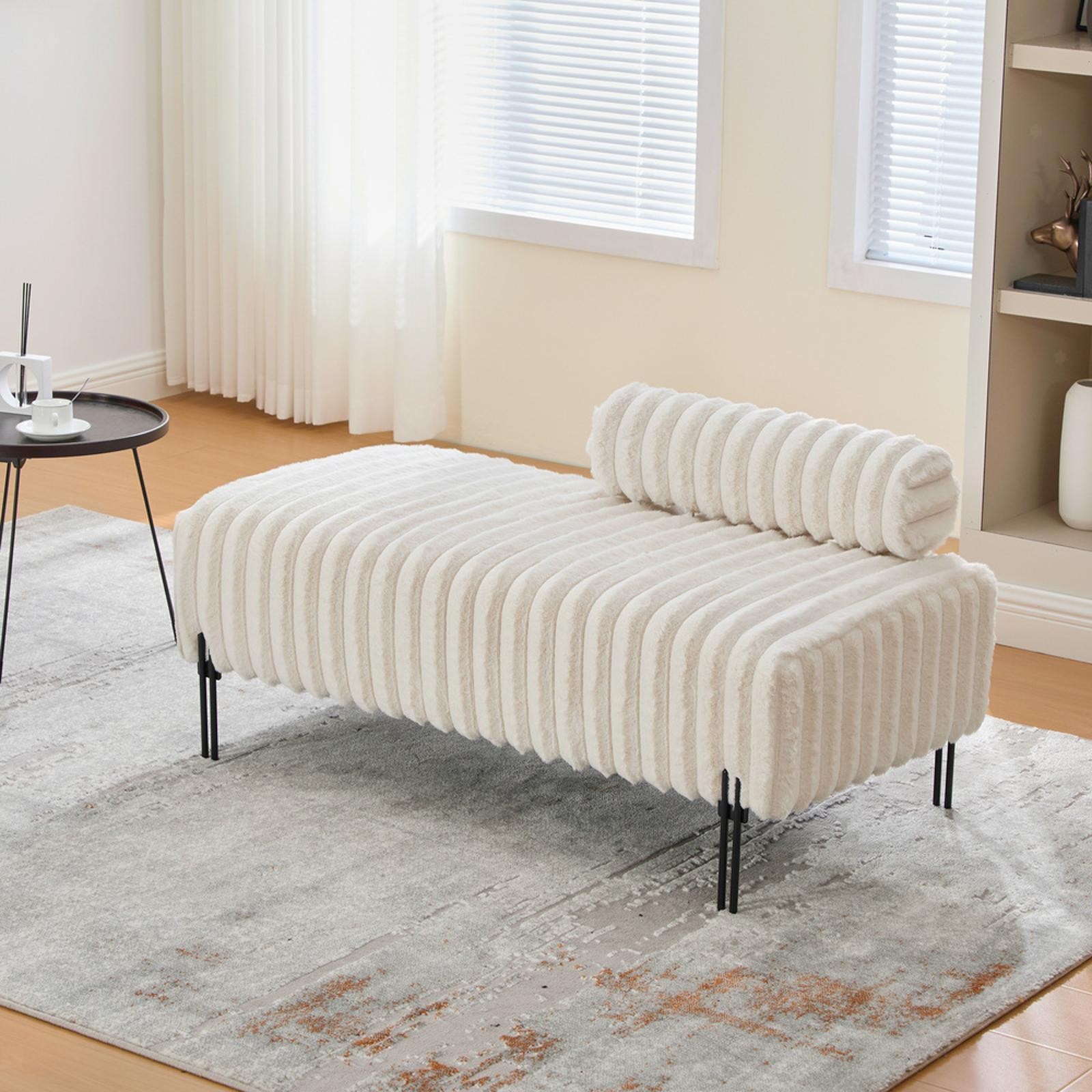 49.6” Upholstered Mini Loveseat with Adjustable Backrest, Metal Legs, 2-Seater