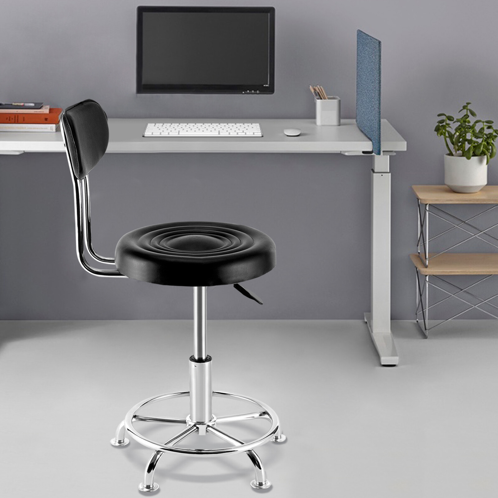 Work Shop Stool Bench Hydraulic Chair Bar Garage Adjustable Height&Back&Footrest