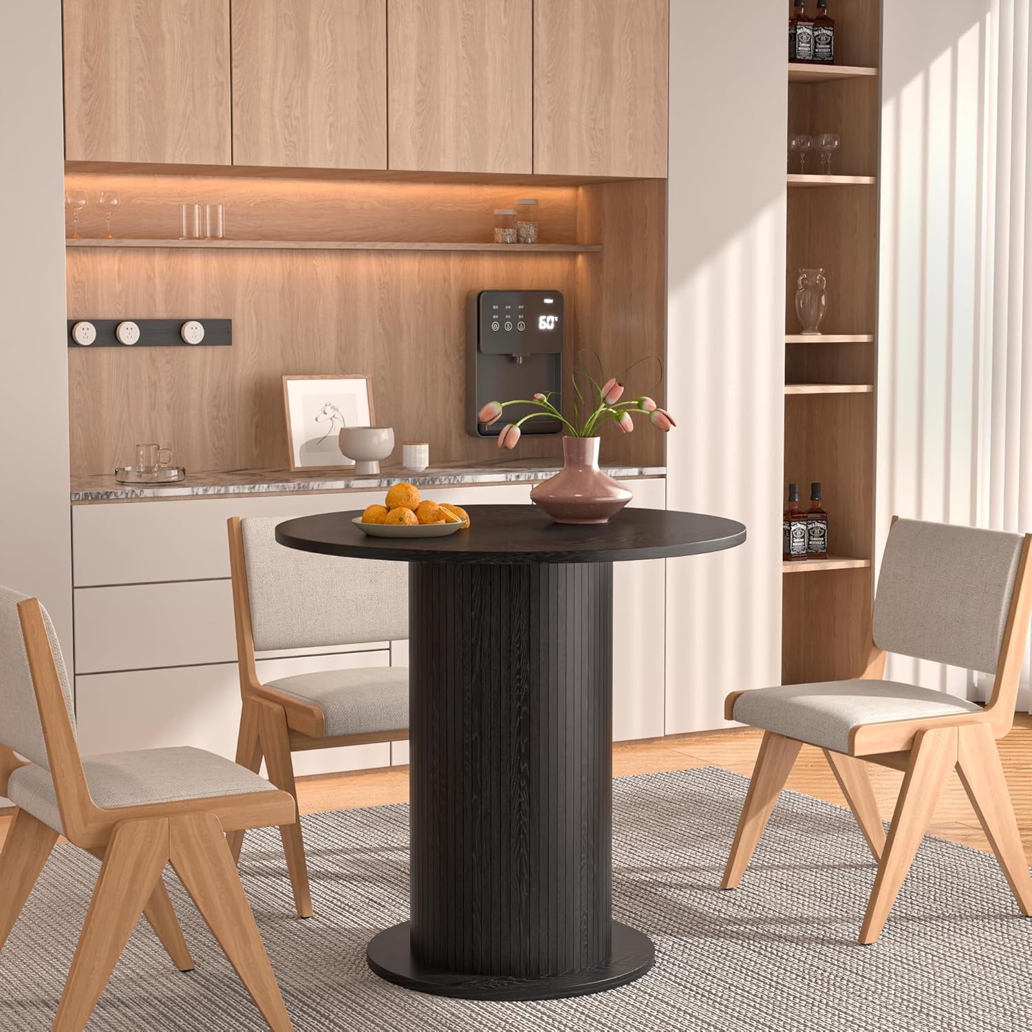 31.5 inch Round Dining Table for 2, Modern Farmhouse Kitchen Table