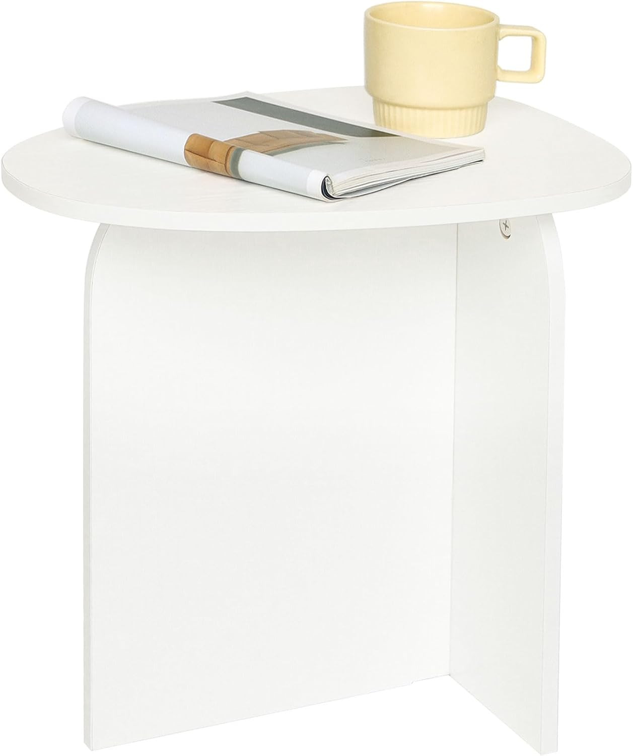 White Side Table, Small Triangle End Table Living Room, Modern Accent Table with