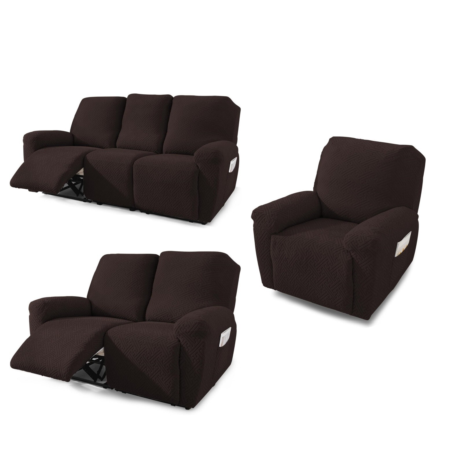 1/2/3Seat Recliner Chair Cover Stretch Sofa Slipcover Stripe Jacquard Couch Cove