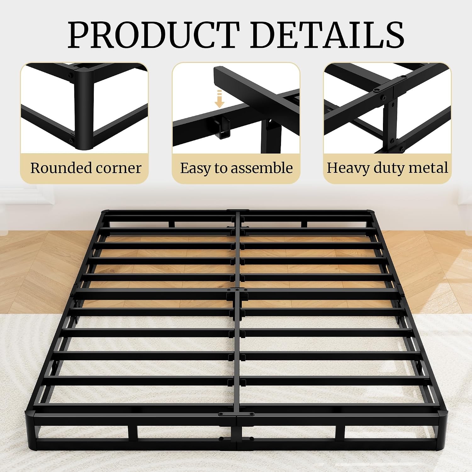 Full Size Box Spring, 5 Inch Low Profile Full Box Spring Only Bed Base, Heavy