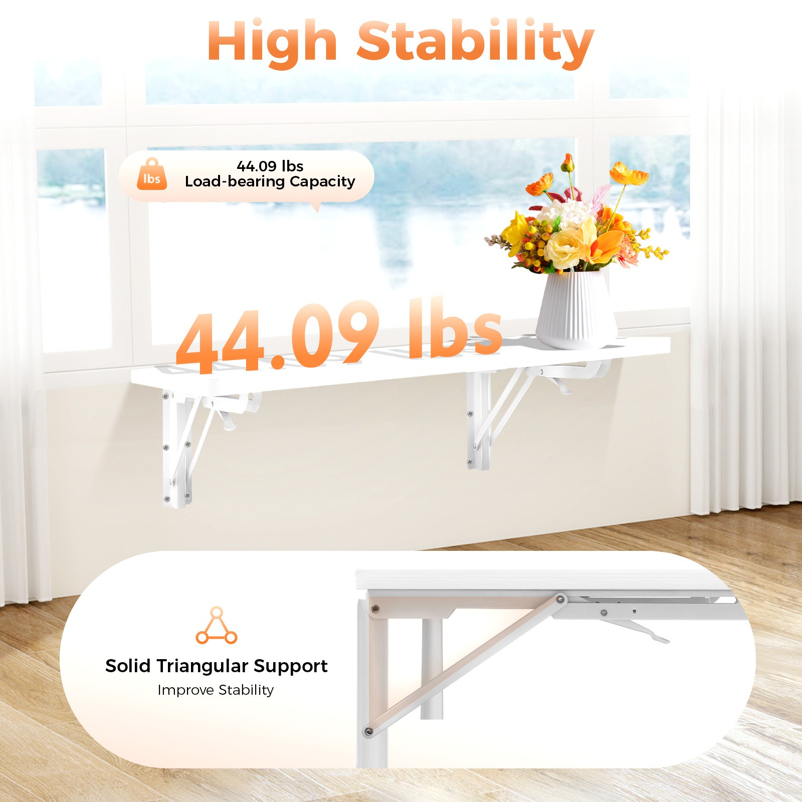 Folding Wall Table Fold Down Study Writing Desk Kitchen Floating Storage Shelf