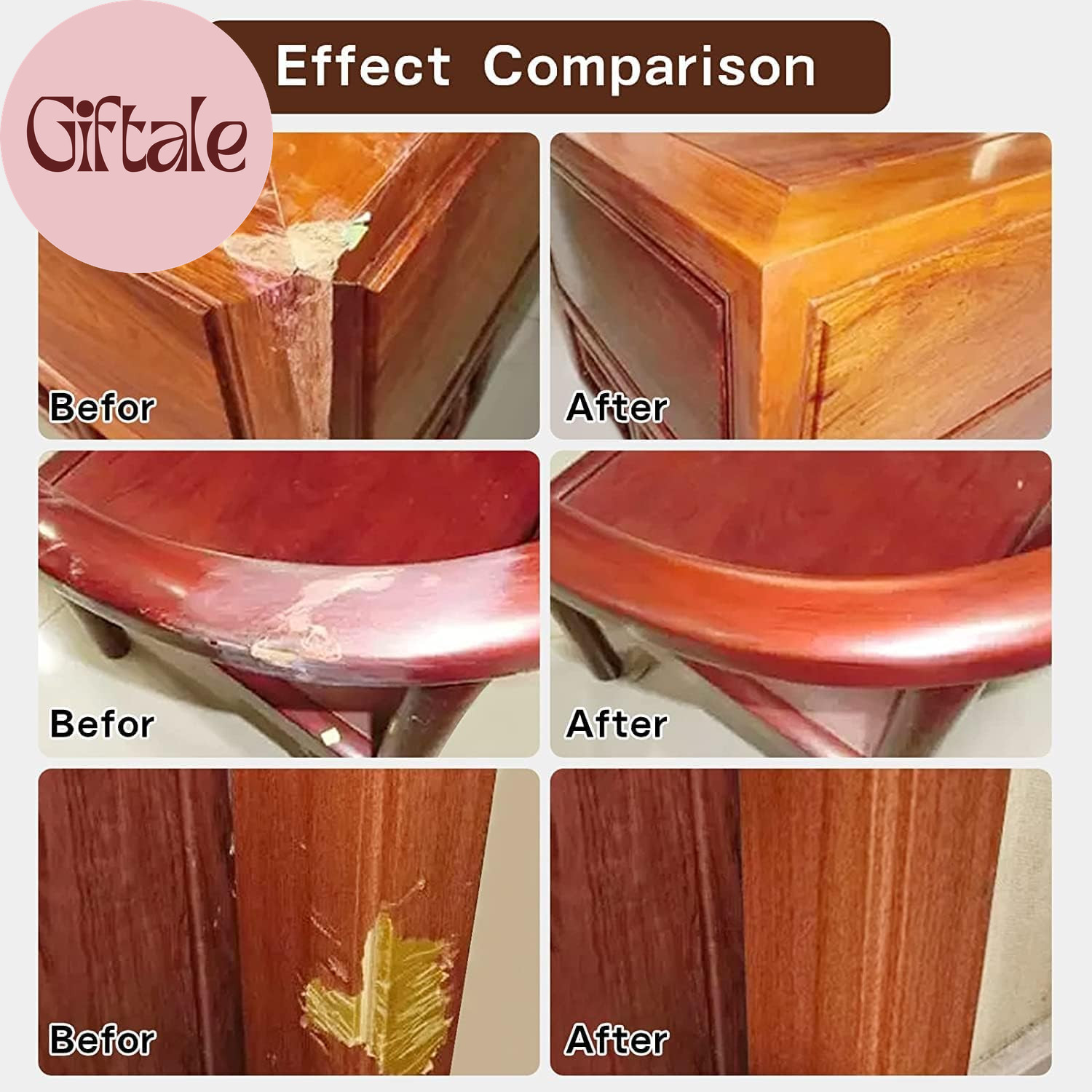 Wood Repair Kit Touch up Paint Restore Any Wooden Furniture Stain, 12 Colors Cov