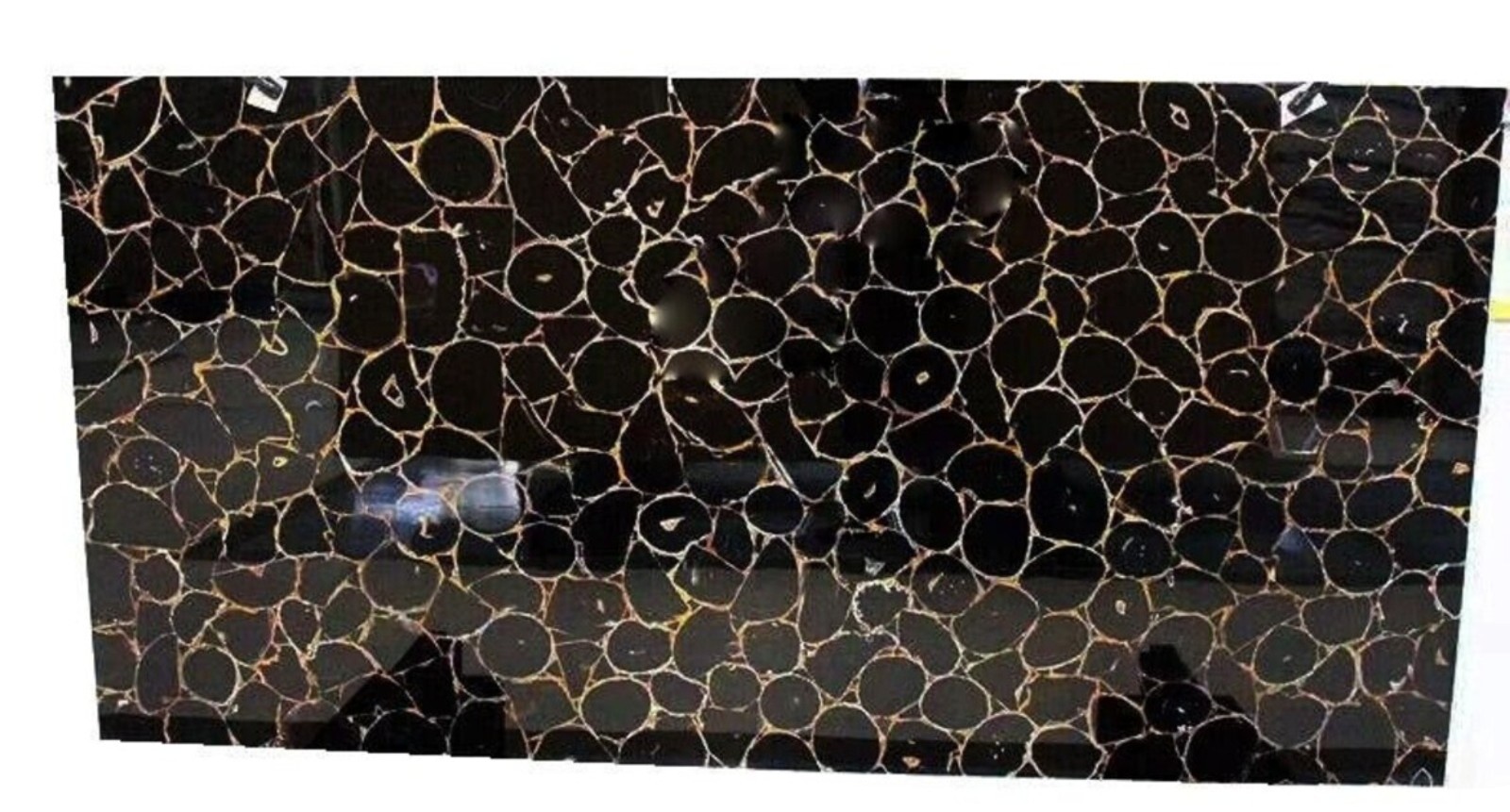 Square Black Agate Stone Corner Table for Balcony Decor Resin Coffee Table Top