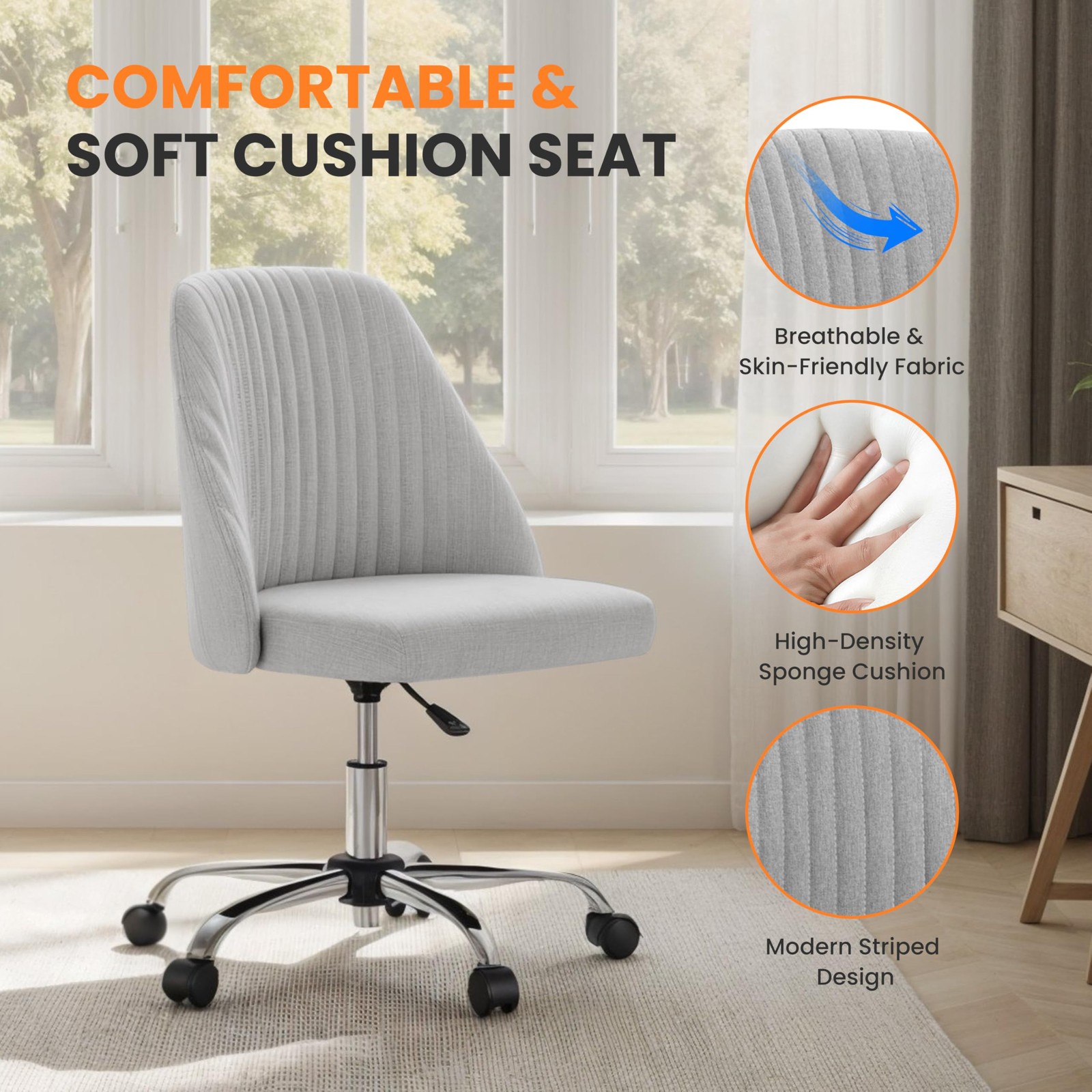 Multi Color Comfy Office Chair with Rolling Wheel Adjustable Computer Task Chair