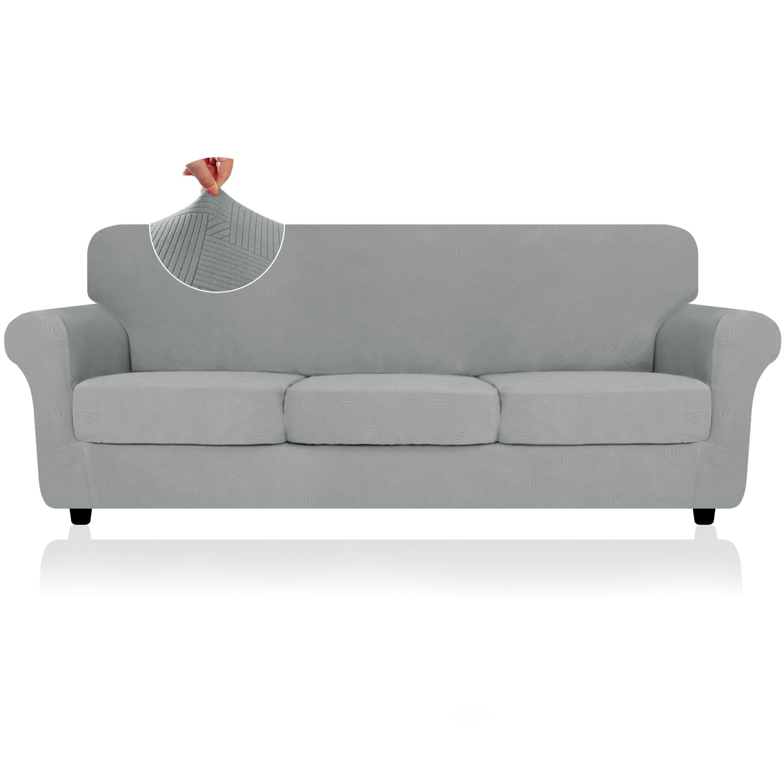 Znsayotx 4 Piece Stretch Xl-Sofa Covers 91-110 For 3 Xl Cushion Couch Thick