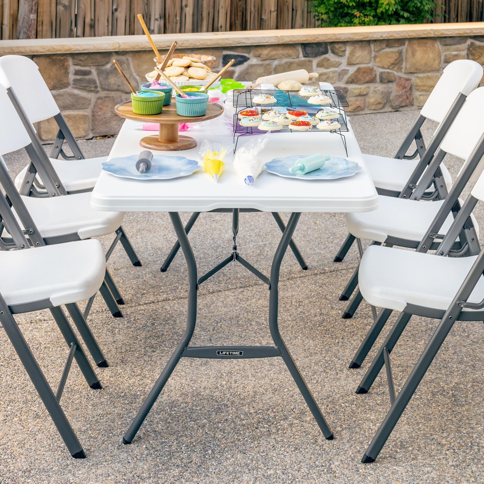 Best 6-Foot Fold in Half Table, Light Commercial, White Granite Free Shipping