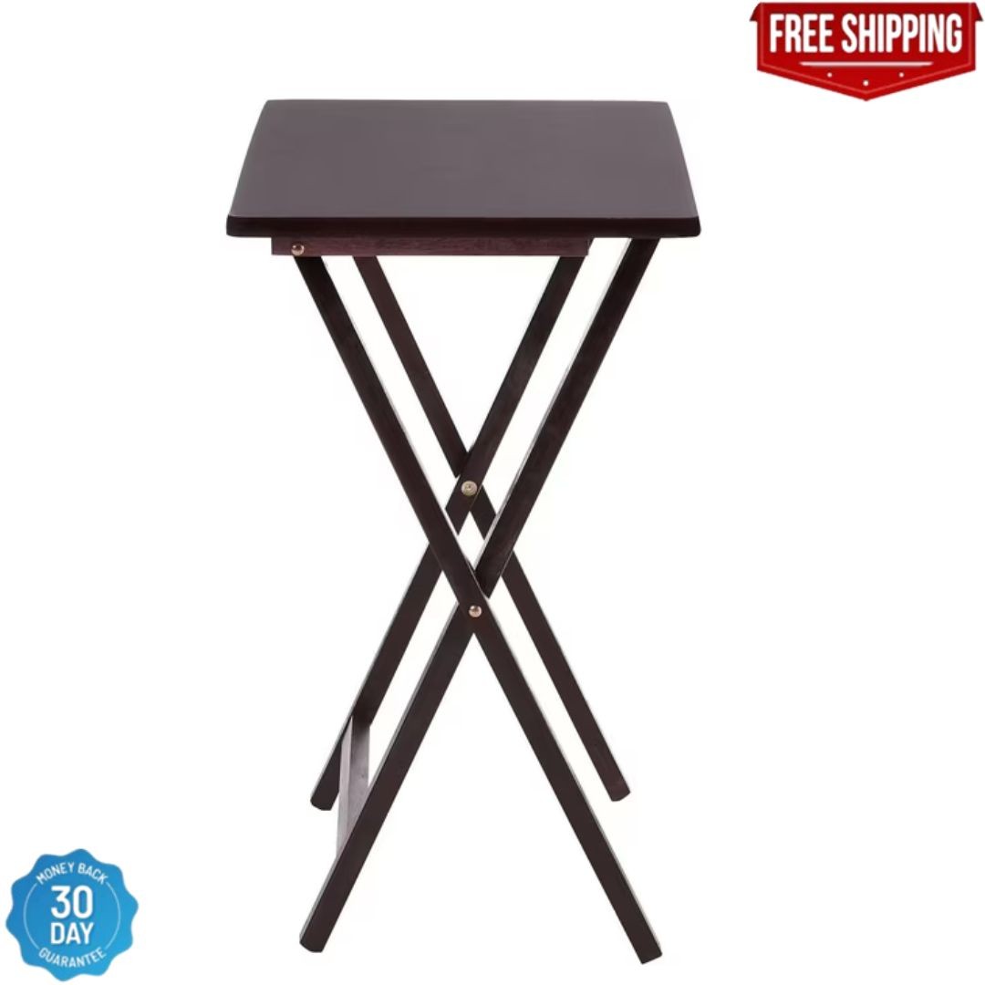 (2 Packs) Folding TV Tray Table Set in Walnut 19 X 15 X 26 Inch