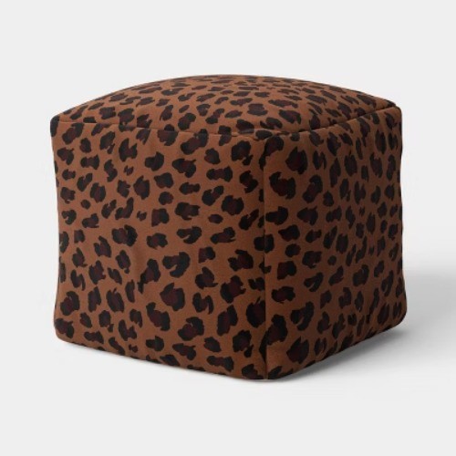 Dorm Printed Pouf Ottoman Leopard Animal Print – Room Essentials