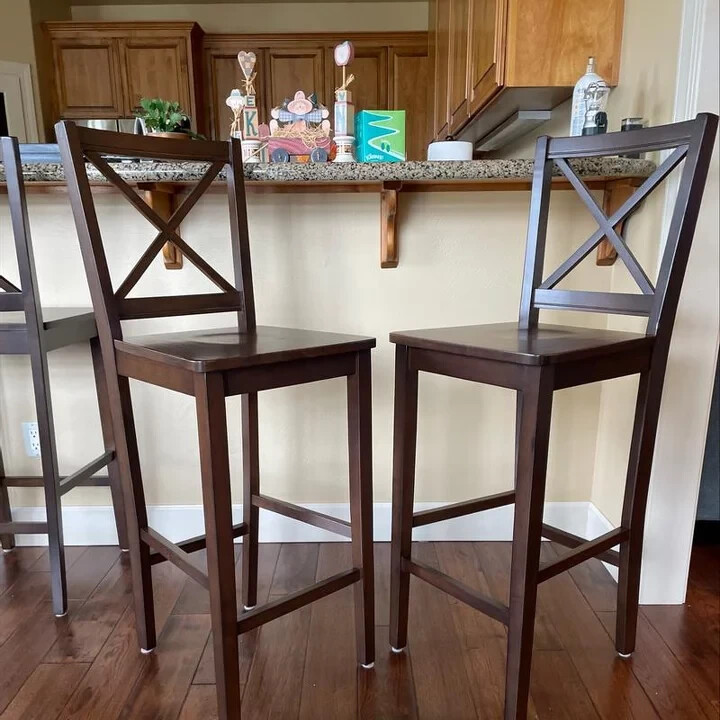 Set of 2 30″ Virginia Cross Back BAR STOOLS Espresso