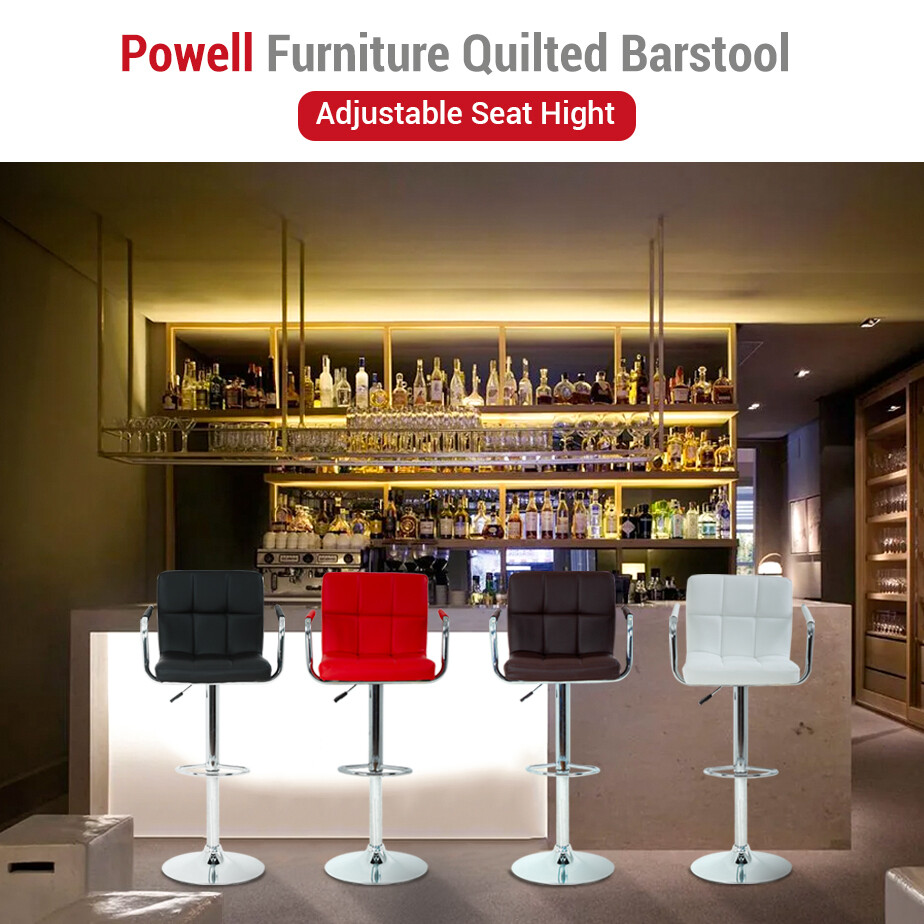 Bar Stool Set of 2 PU Leather Metal Chairs Counter Height Swivel Adjustable
