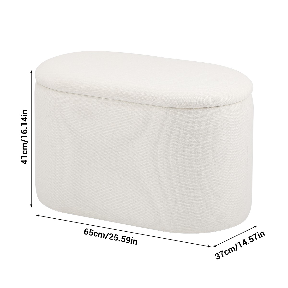 25″ Oval Ottoman with Storage for Living Room Modern Linen Fabric Foot Stools