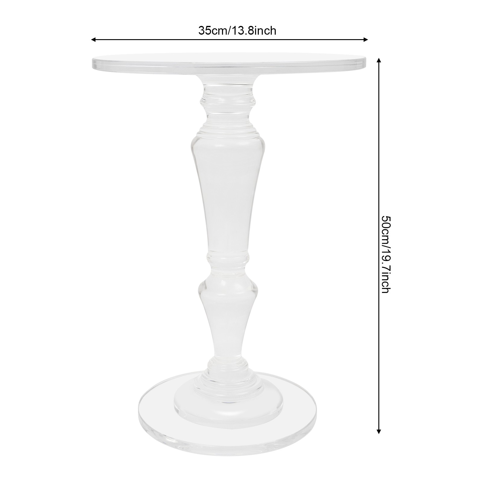 Clear Acrylic Side Table Round Ende Table Drink Table for Small Space 13.8″x19”
