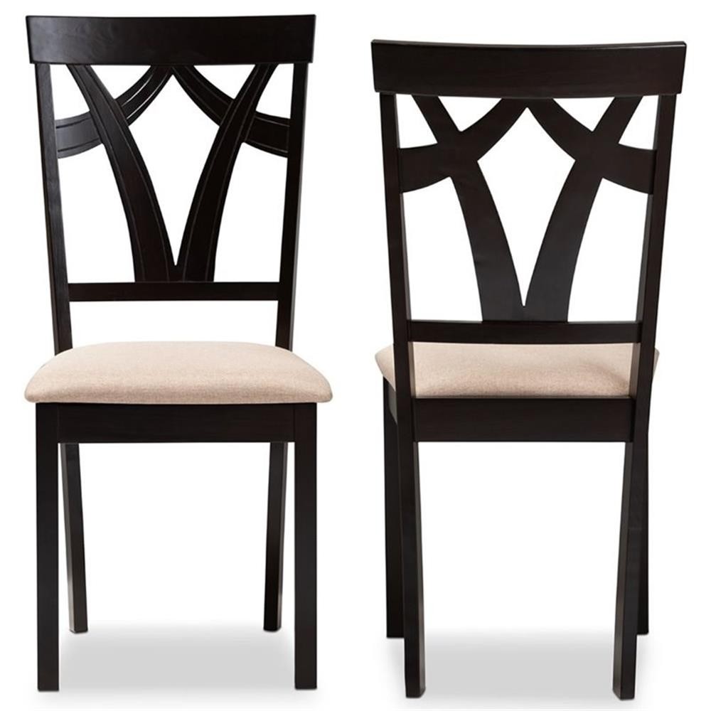 Bowery Hill 18.11″ Modern Fabric Dining Side Chair in Brown/Mahogany (Set of 2)