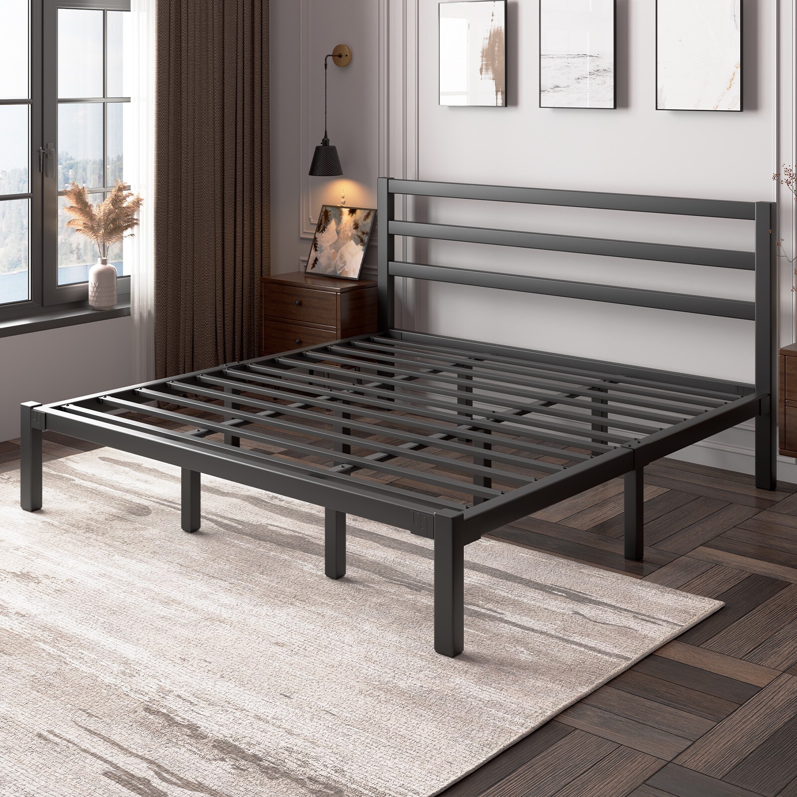 Twin Full Queen King Size Bed Frame,Metal Platform Bed Frame with Headboard