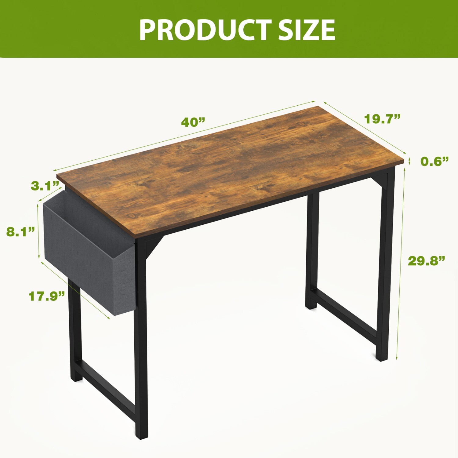 Modern Office Computer Desk with Storage Bag from 31~63 Inches Study Table