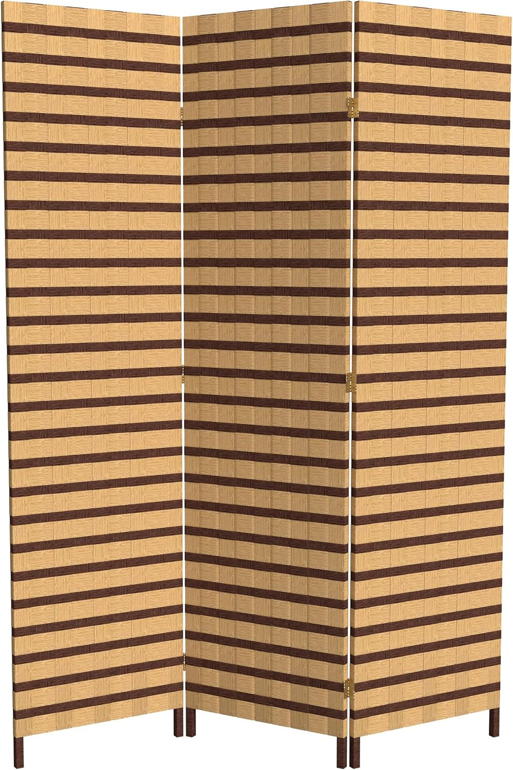 6 Ft. Tall Two Tone Natural Fiber Room Divider – 3 Panel