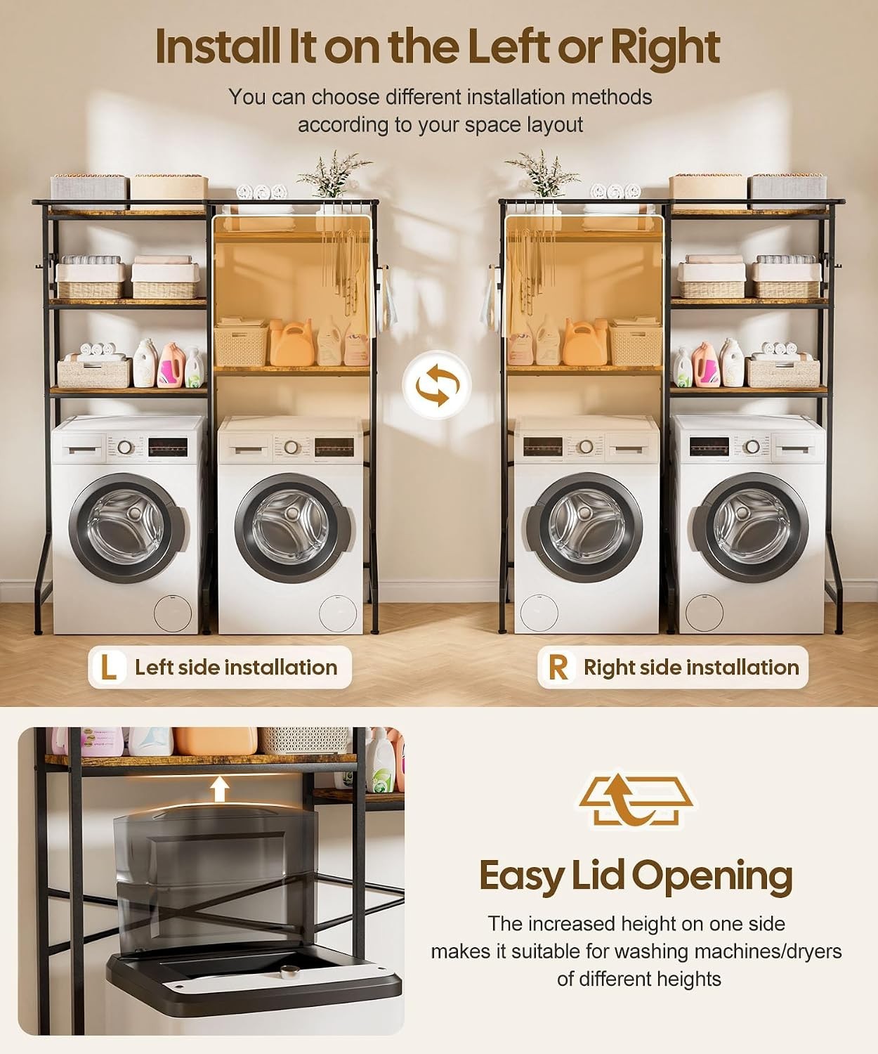 5-Tier Heavy Duty Over Washer Dryer Storage Shelf with Rust-Proof Finish