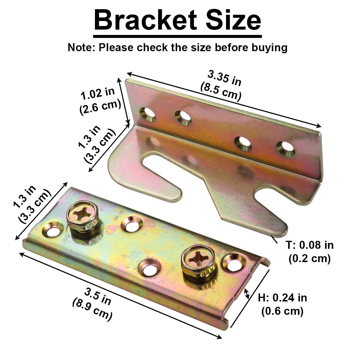 Bed Rail Brackets – Wooden Bed Frame Hardware – Heavy Duty Non-Mortise Bed Rail