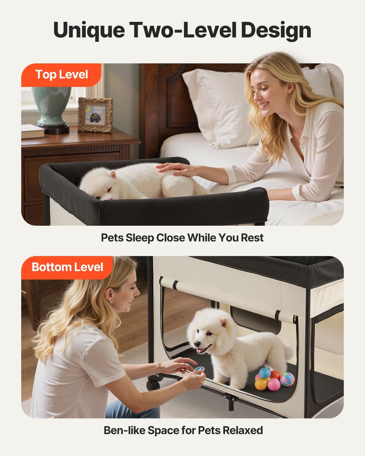 Vevor Bedside Lounge Pet Bed Foldable Bunk Dog Bed 600D Oxford Cloth And Dutch