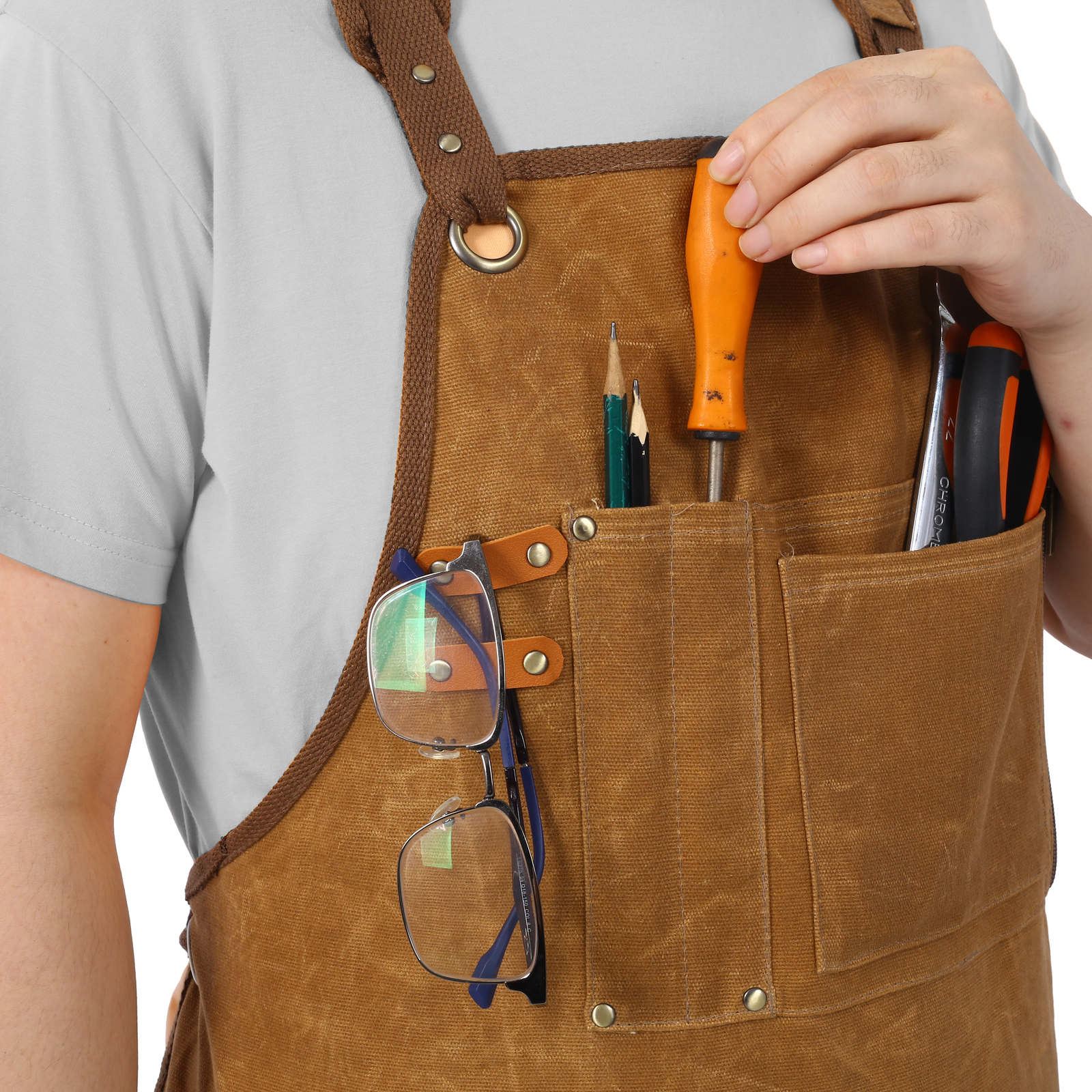 Long Heavy Duty Waxed Canvas Tool Apron Carpenter Aprons Woodworking Aprons Carp