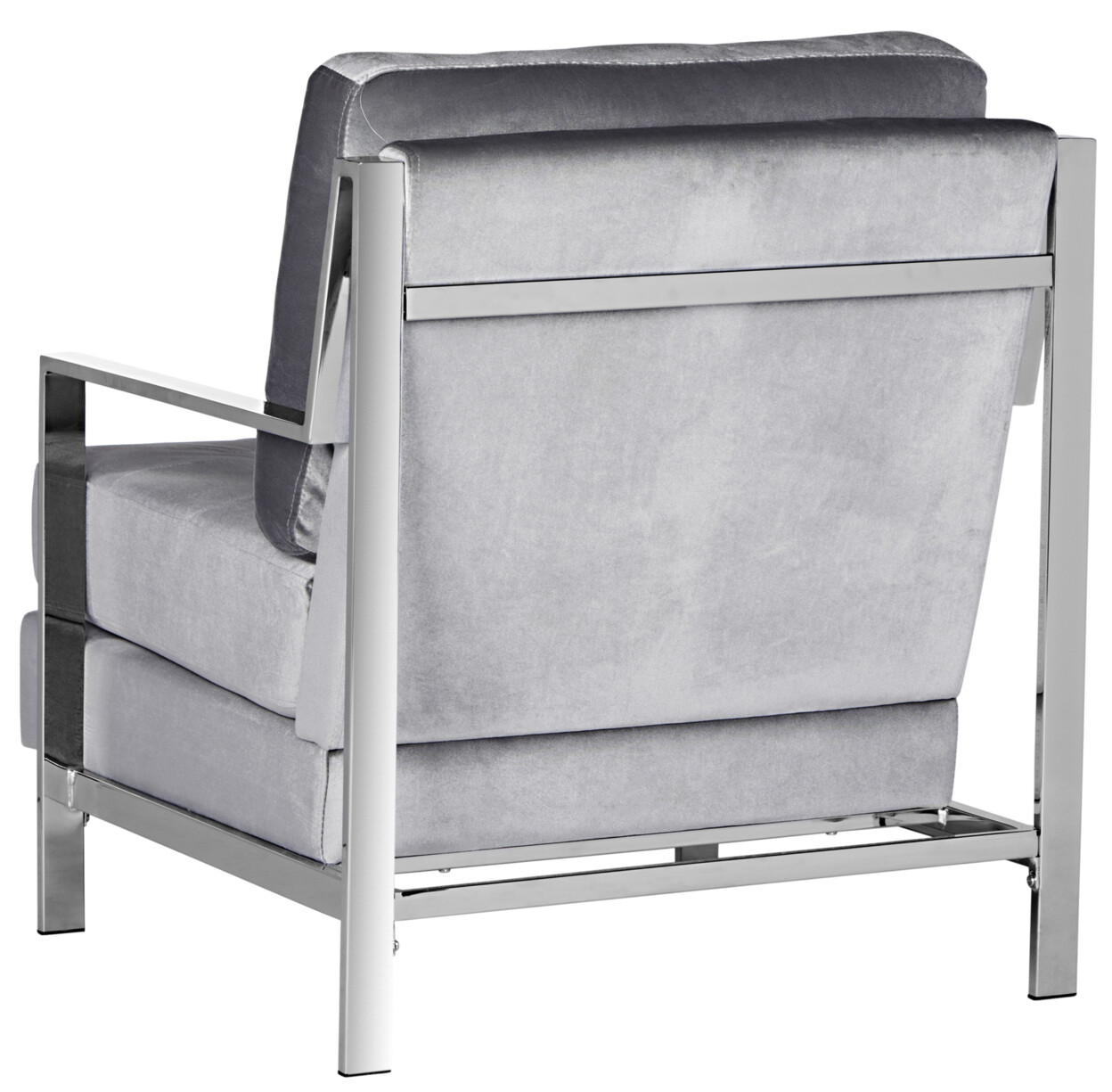 SAFAVIEH Walden Modern Tufted Velvet Chrome Accent Chair | Light Grey |