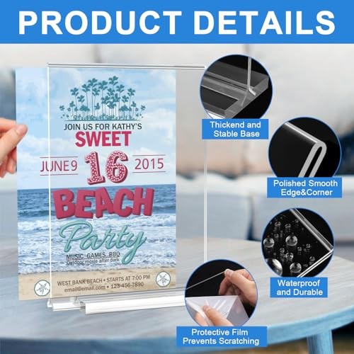 24 Pack Acrylic Sign Holder 8.5 x 11 Inches Clear Double Sided Vertical Table