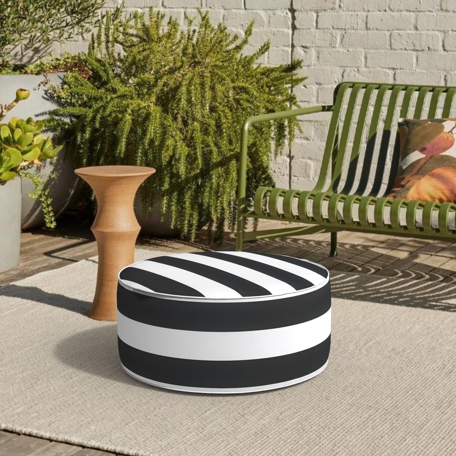 Melody Elephant Patio Inflatable Ottoman, 21″D x 21″W x 9″H, A Cabana Black