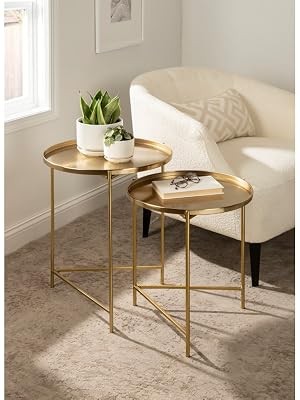 Ulani Modern Nesting Side Table; Set of 2; Gold; Sophisticated Glam End Tables