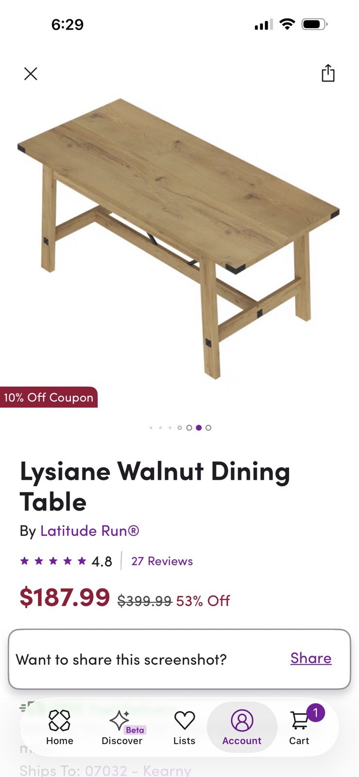 Latitude Run Lysiane Walnut Wood Dining Table Brown Rectangular 67.7×31.4×30 in